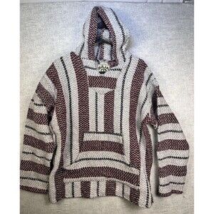 Baja Joe Pullover Hoodie Pancho Size Medium Unisex Made In Mexico Beach Hippie